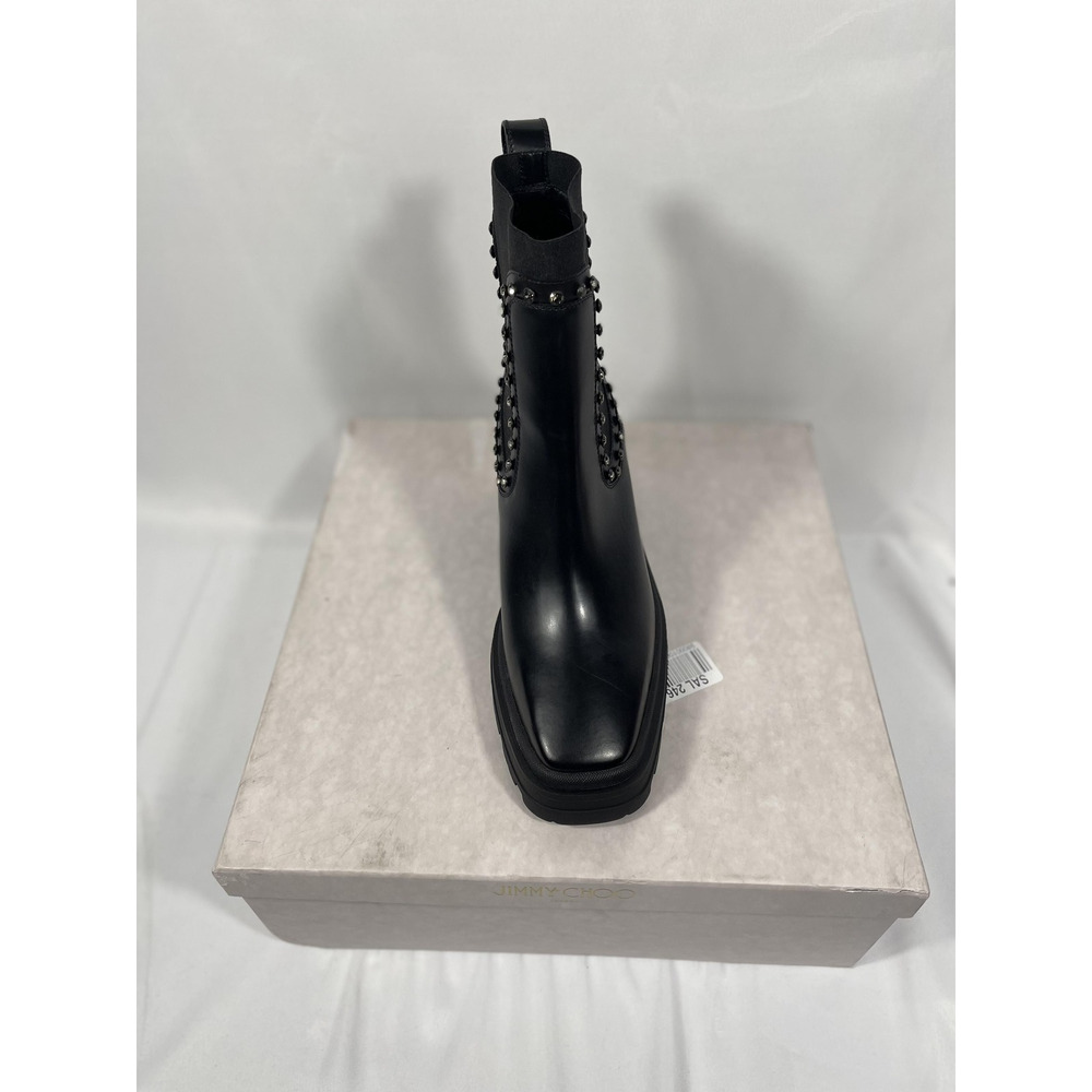 $1350 Jimmy Choo Veronique 80 Boots Size 40 Embellished Block Heel Ankle Boots - Picture 3 of 9
